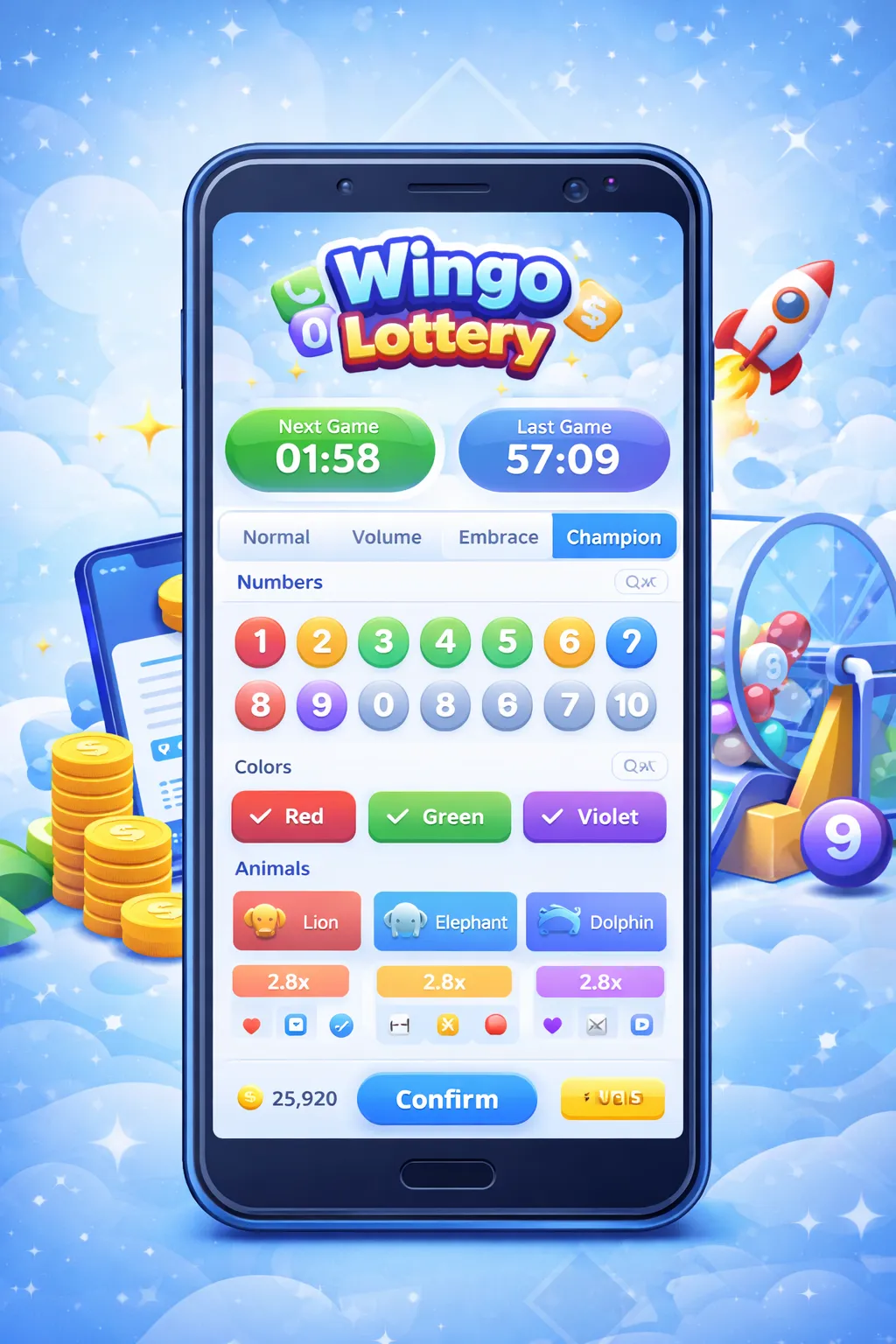 Wingo Lottery UI रेफ़रेंस इमेज